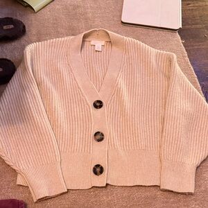 H&M Cream Ribbed Cardigan